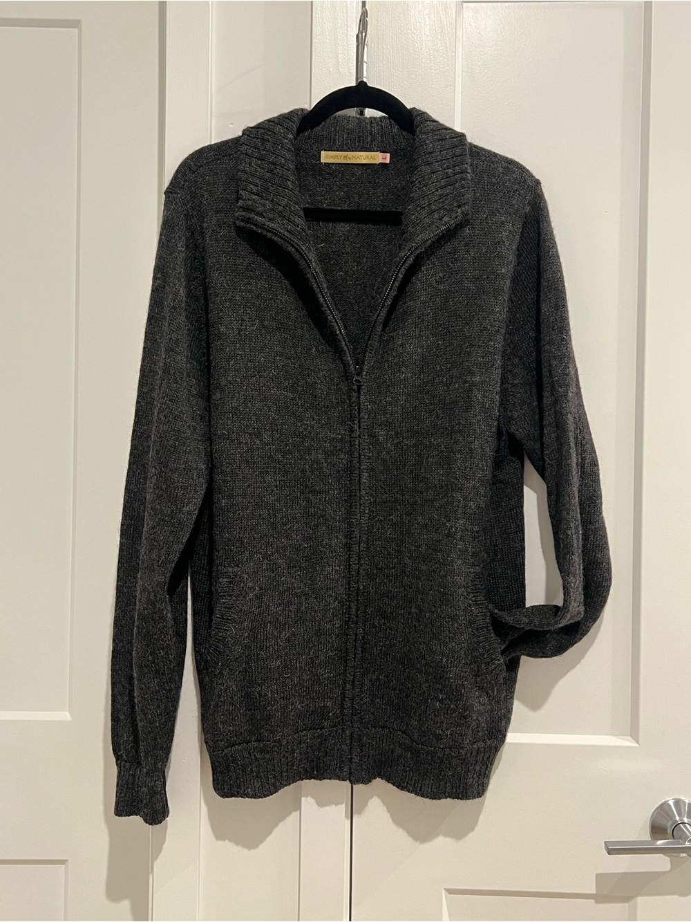 Simply Natural 100% Alpaca Dark Gray Full Zip Sweater - Men's Large - Picture 3 of 11